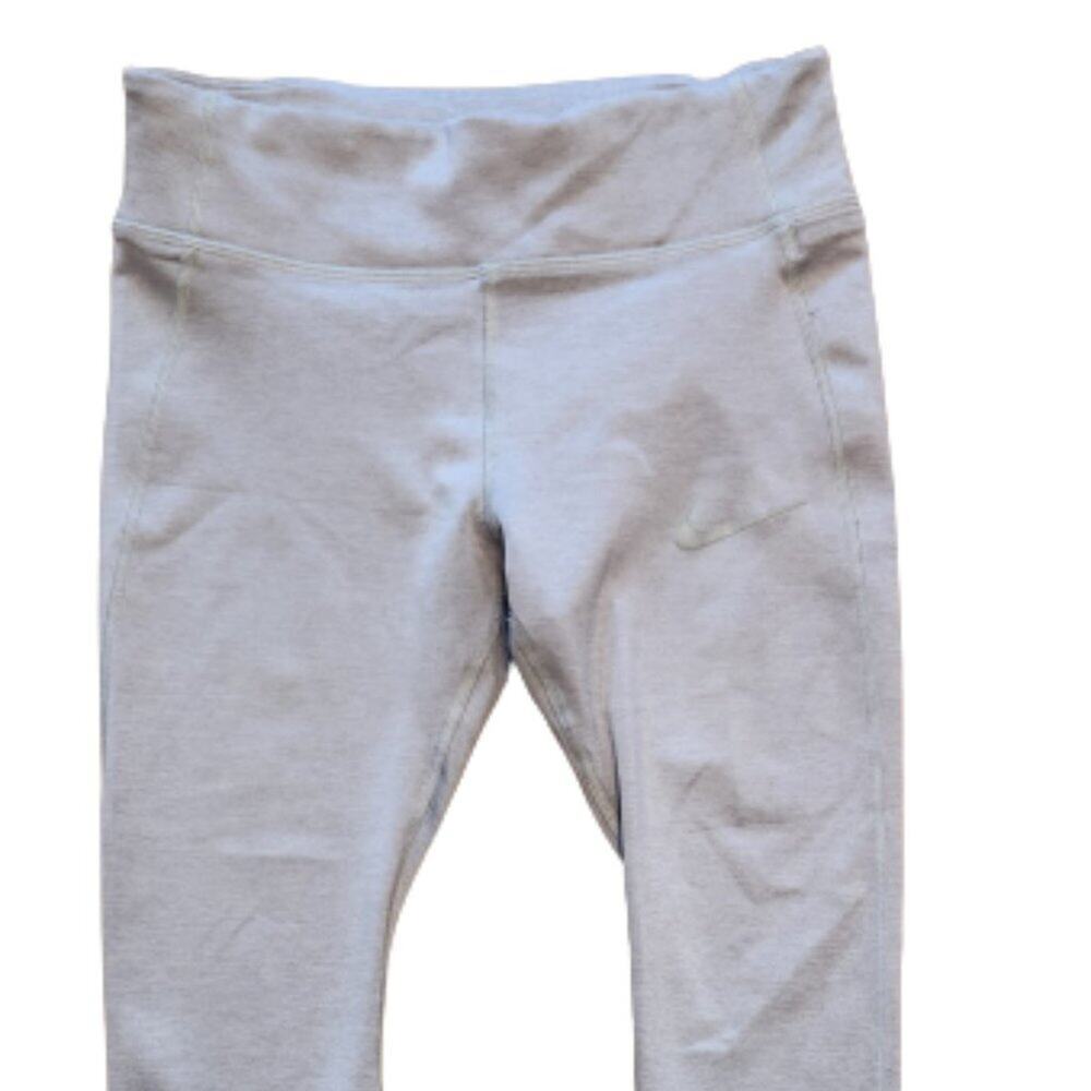Women’s Nike Running size M Gray Dri-Fit Cropped Capri Leggings Zip Back Pocket